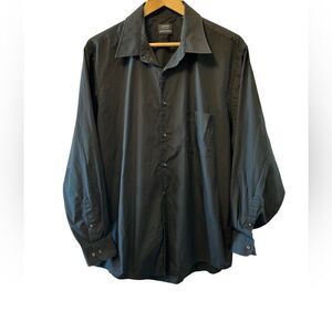 MENS ARROW Regular Fit Wrinkle Free Black Button Up Collared Dress Shirt XL